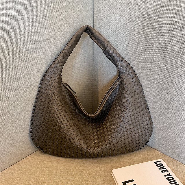 Gevlochten tas - Medium geweven slouchy hobotas voor dames-Boutique Moda