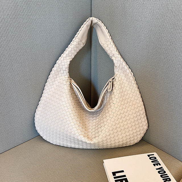 Gevlochten tas - Medium geweven slouchy hobotas voor dames-Boutique Moda