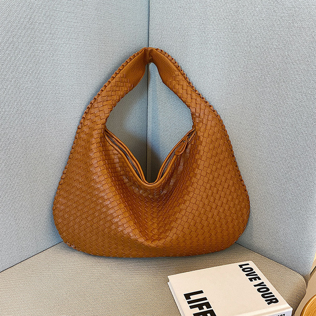 Gevlochten tas - Medium geweven slouchy hobotas voor dames-Boutique Moda