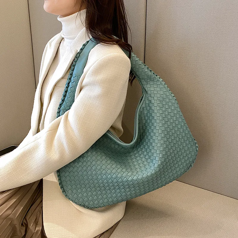 Gevlochten tas - Medium geweven slouchy hobotas voor dames-Boutique Moda
