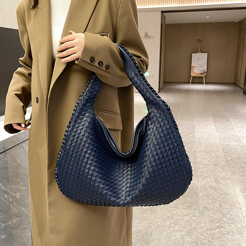 Gevlochten tas - Medium geweven slouchy hobotas voor dames-Boutique Moda