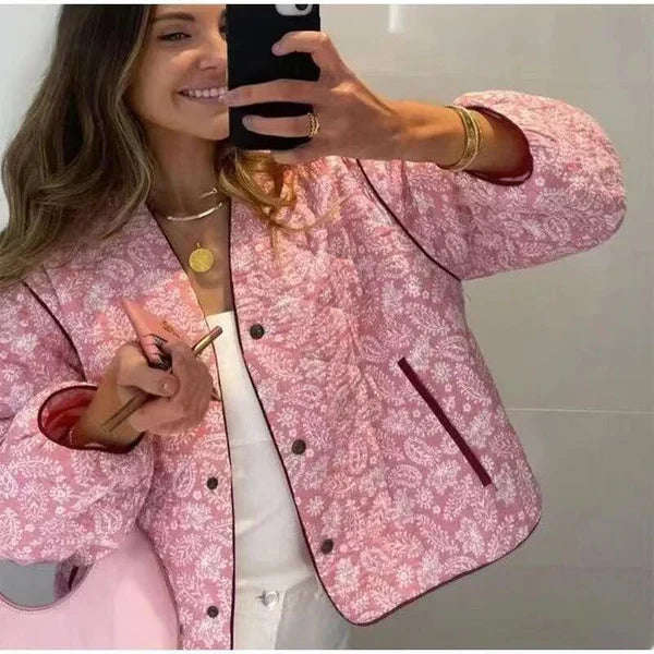 Gewatteerde jas | Roze | Oversized | Gewatteerde damesjas | Damesjas-Boutique Moda