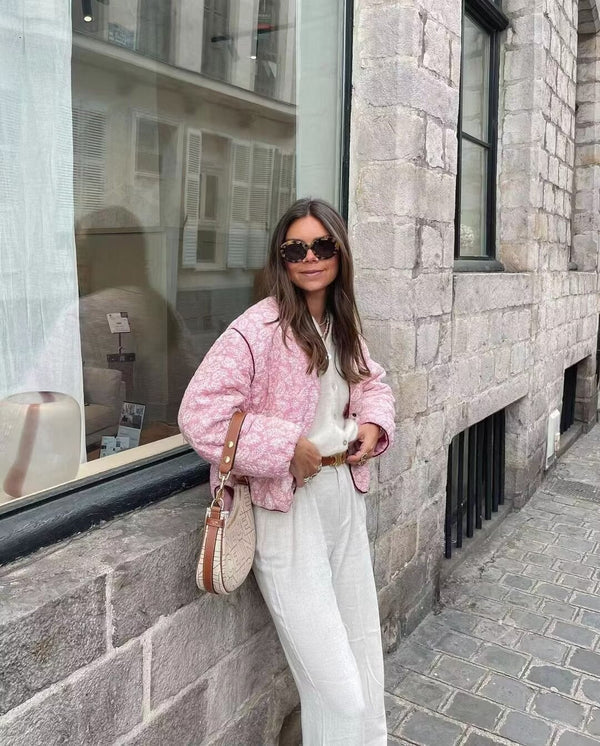 Gewatteerde jas | Roze | Oversized | Gewatteerde damesjas | Damesjas-Boutique Moda