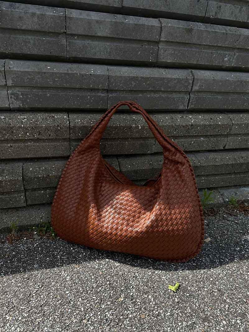 Geweven tas - Slouchy hobo-tas met één schouderband voor dames-Boutique Moda