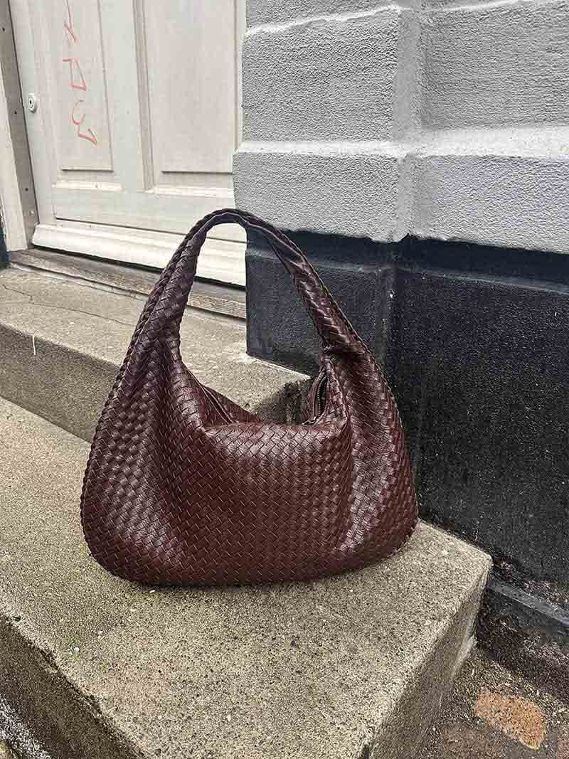 Geweven tas - Slouchy hobo-tas met één schouderband voor dames-Boutique Moda