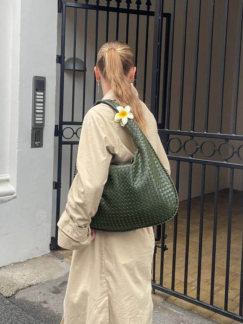 Geweven tas - Slouchy hobo-tas met één schouderband voor dames-Boutique Moda
