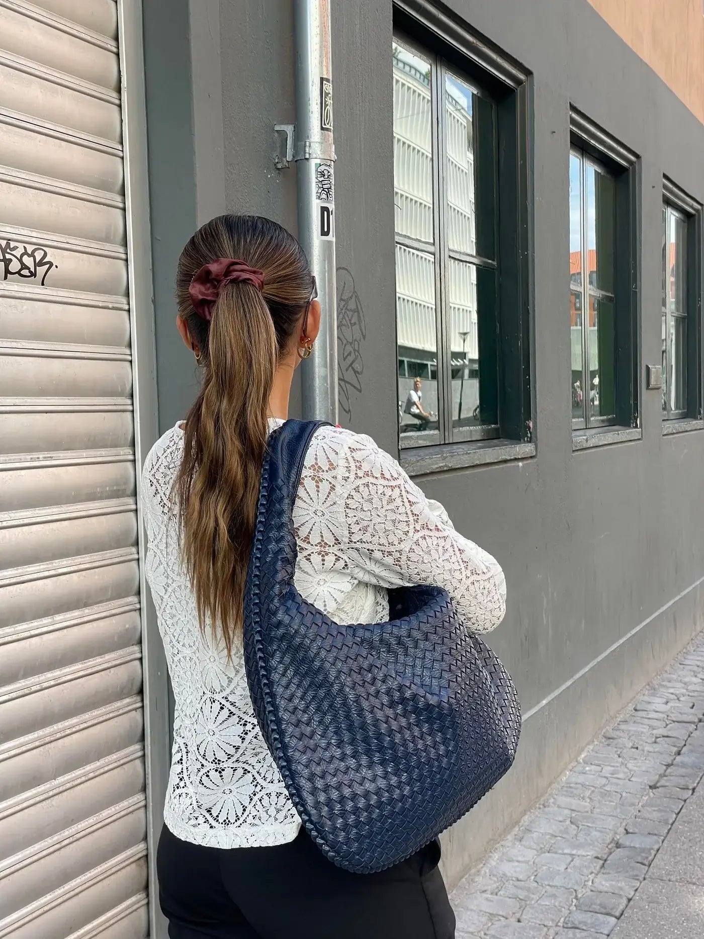 Geweven tas - Slouchy hobo-tas met één schouderband voor dames-Boutique Moda