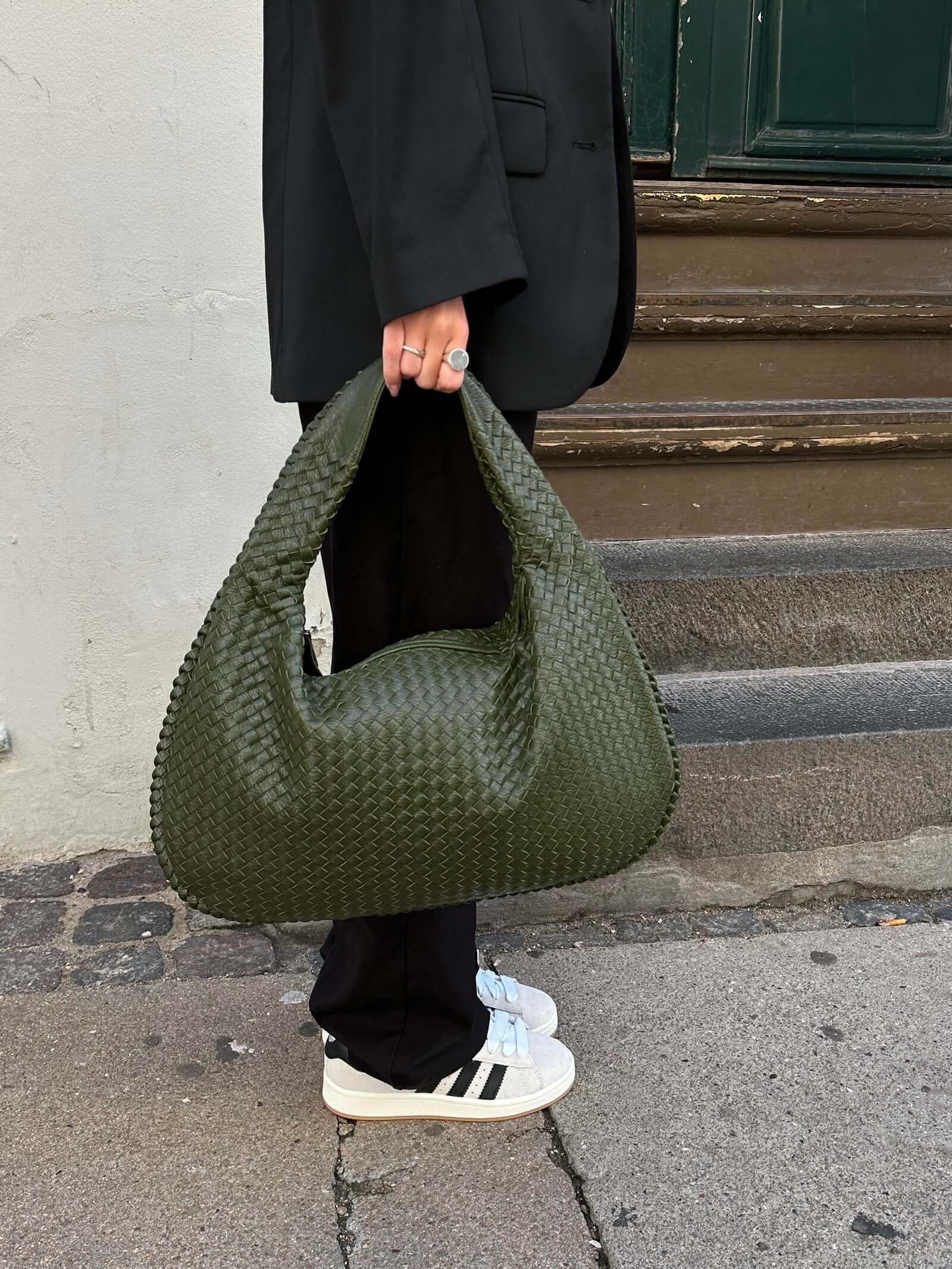 Geweven tas - Slouchy hobo-tas met één schouderband voor dames-Boutique Moda