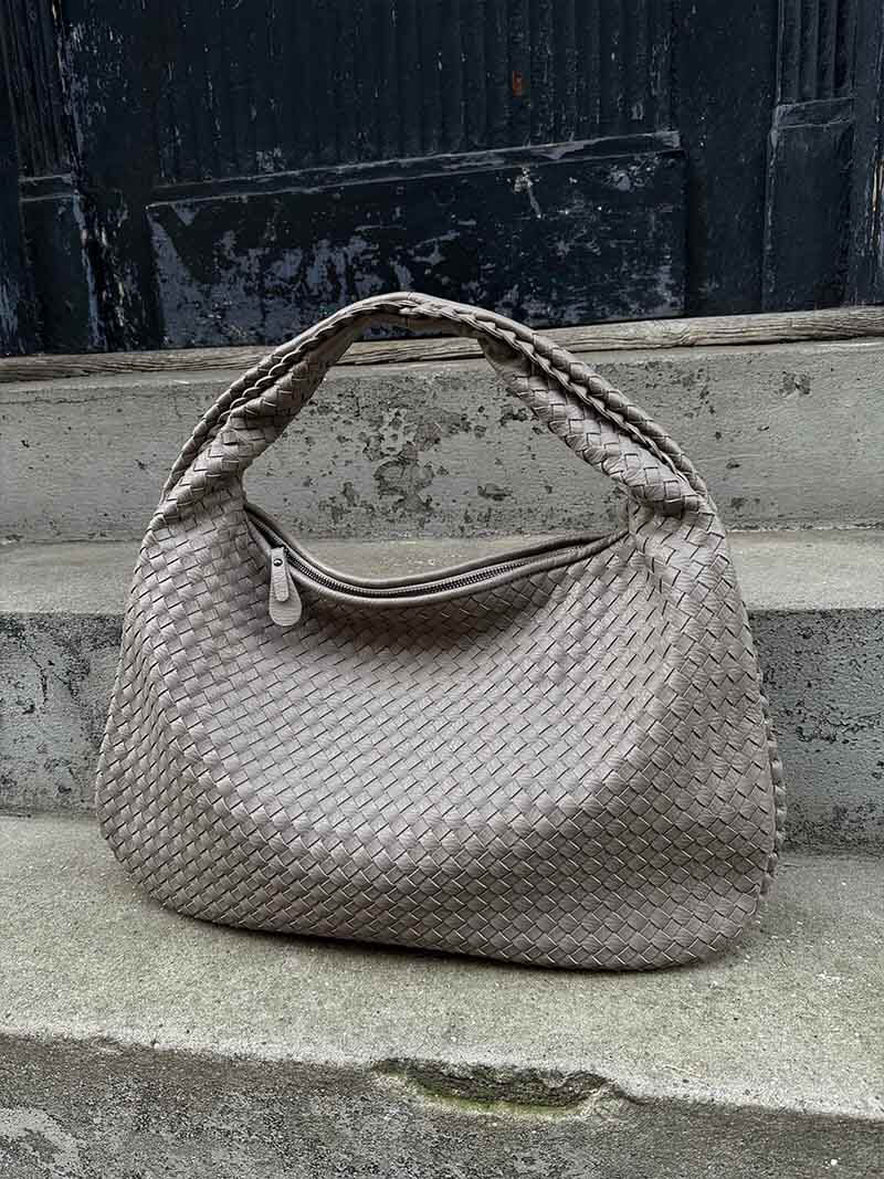 Geweven tas - Slouchy hobo-tas met één schouderband voor dames-Boutique Moda