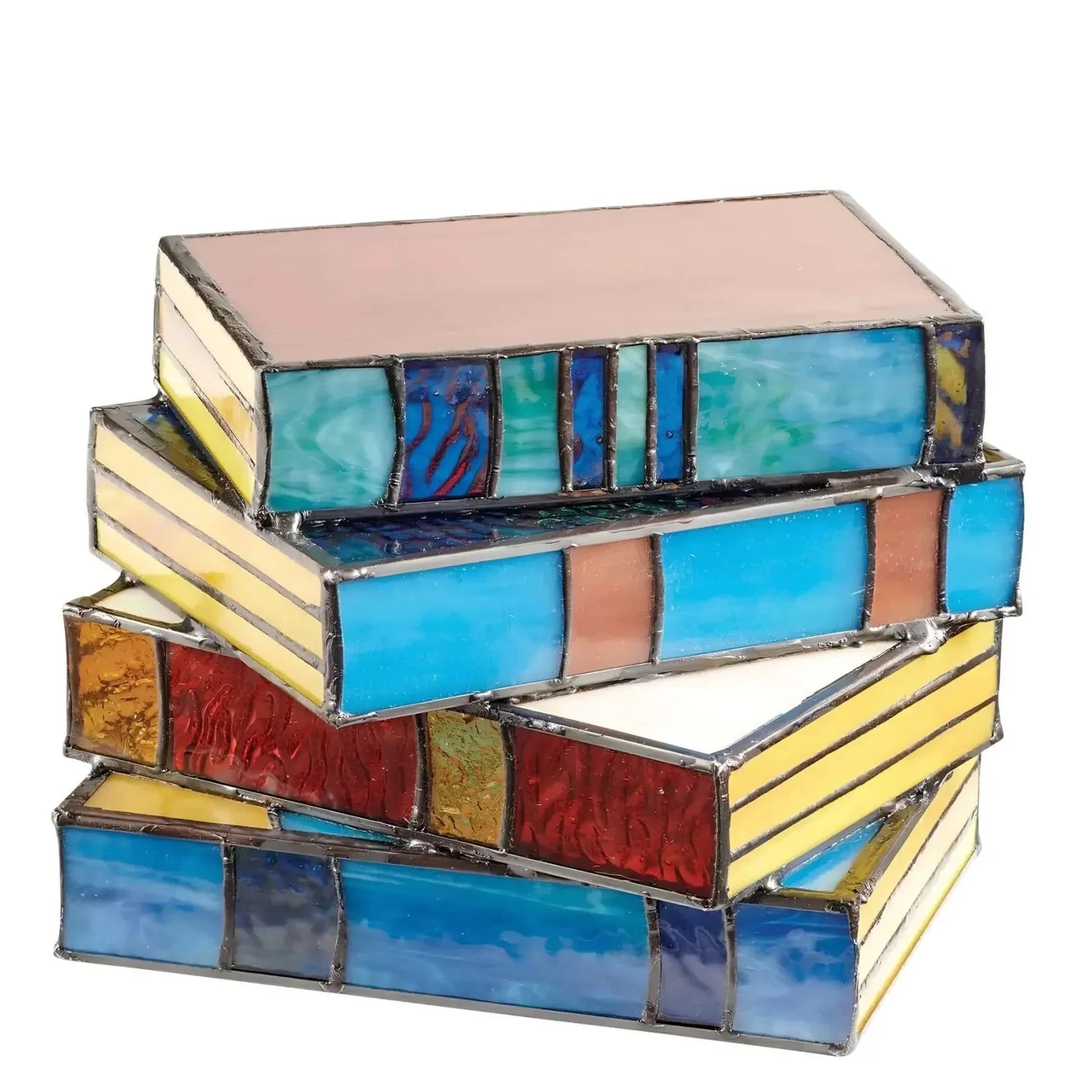 Glas-in-lood boekenlamp | handgemaakte tafellamp | warme gloed-Boutique Moda