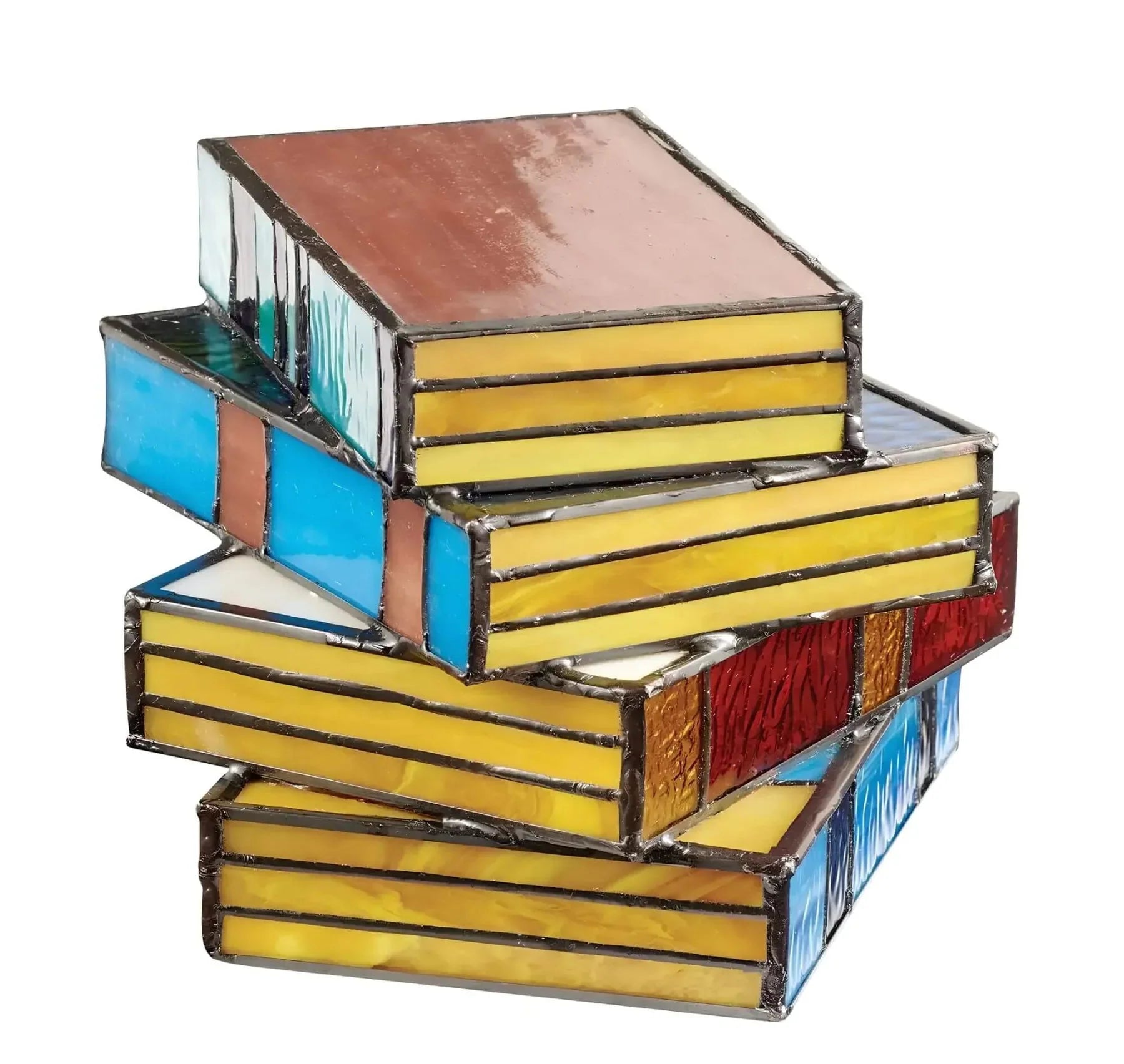 Glas-in-lood boekenlamp | handgemaakte tafellamp | warme gloed-Boutique Moda