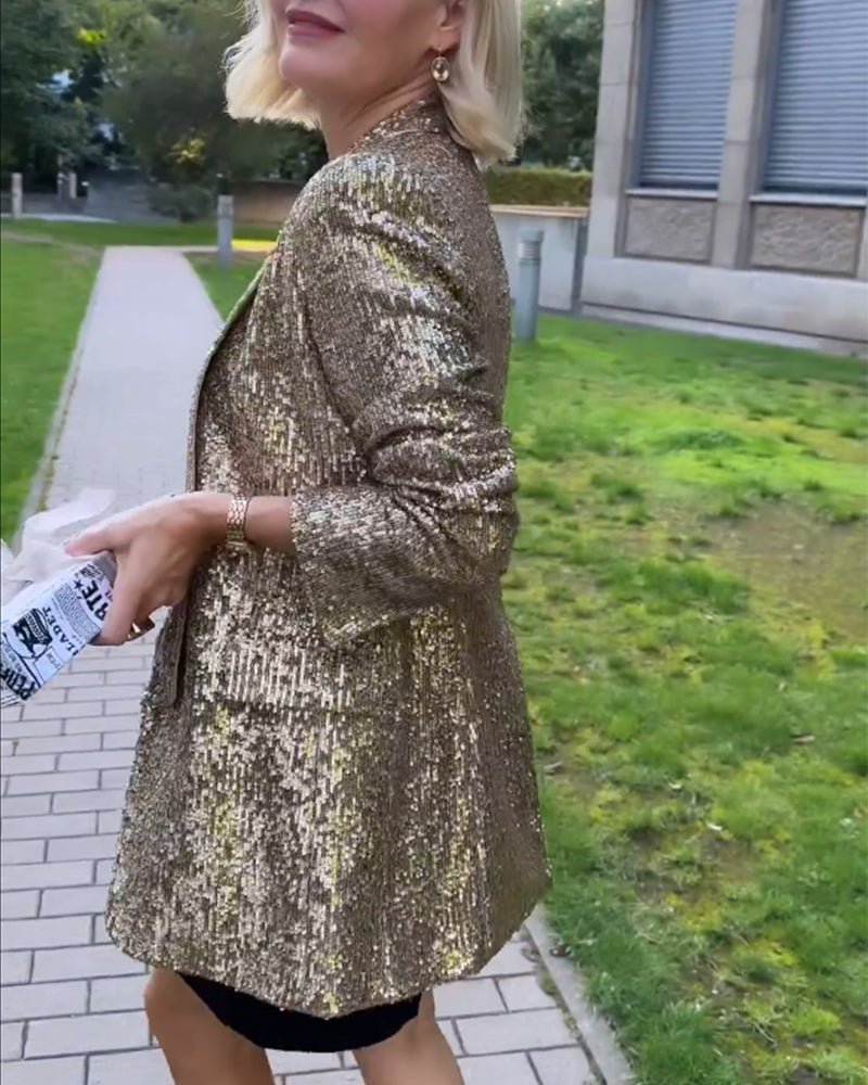 Goud Pailletten Blazer-Boutique Moda