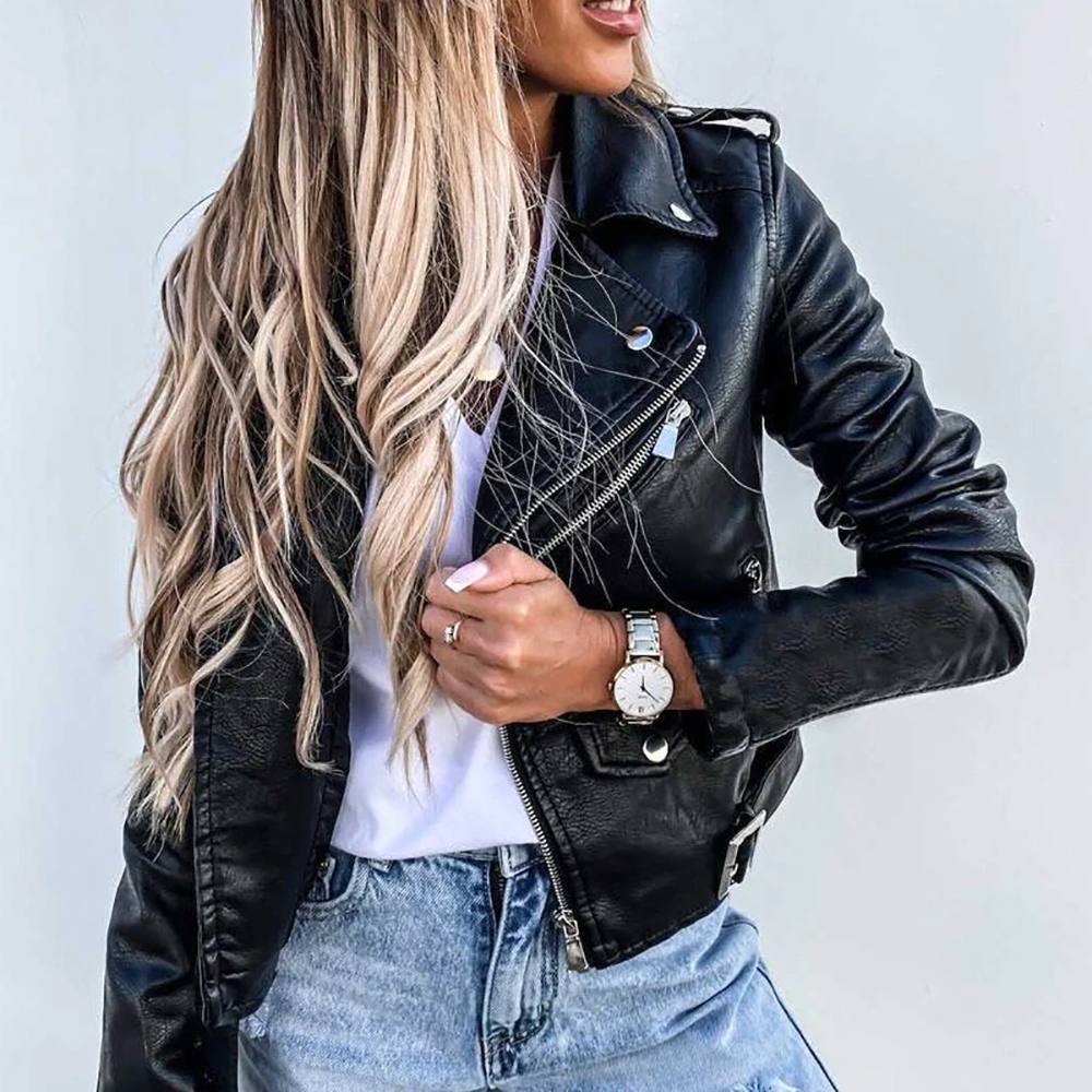 Grace Leather Jacket | Voeg wat extra's toe aan je outfit met dit stijlvolle leren jack-Boutique Moda