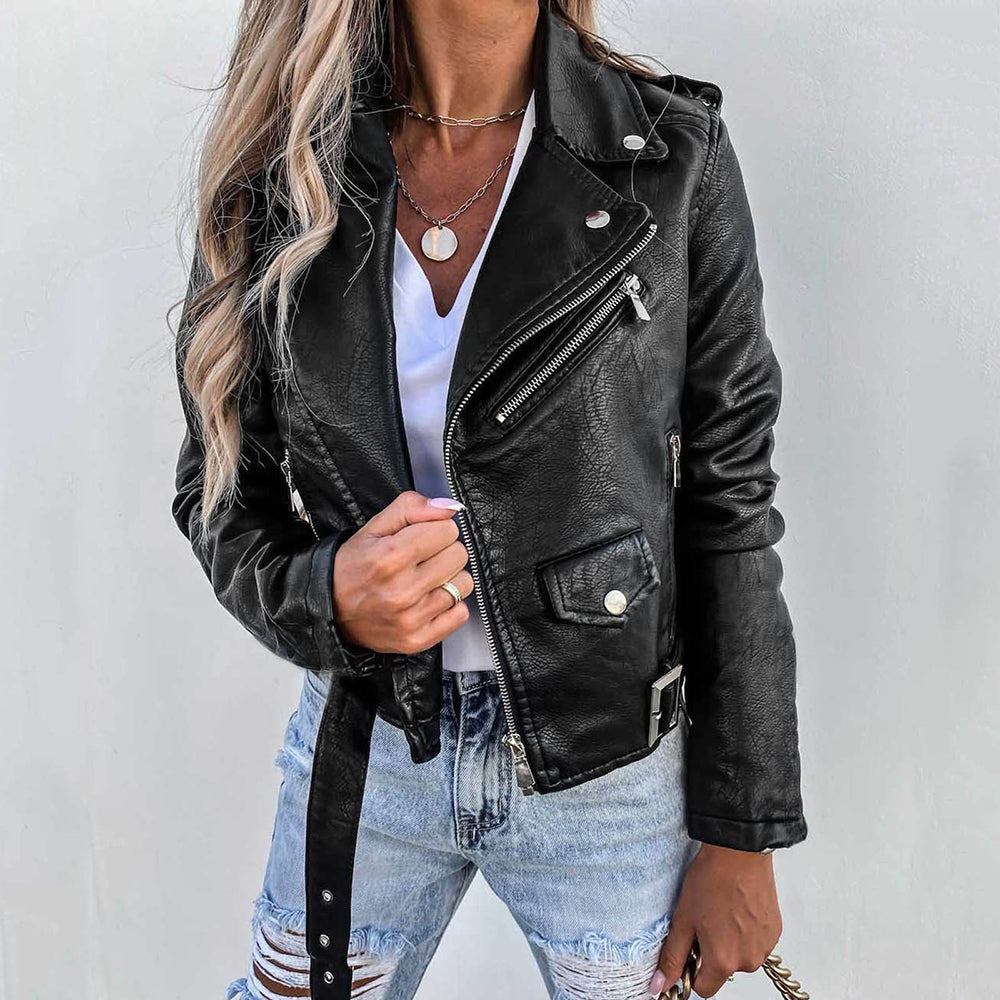 Grace Leather Jacket | Voeg wat extra's toe aan je outfit met dit stijlvolle leren jack-Boutique Moda