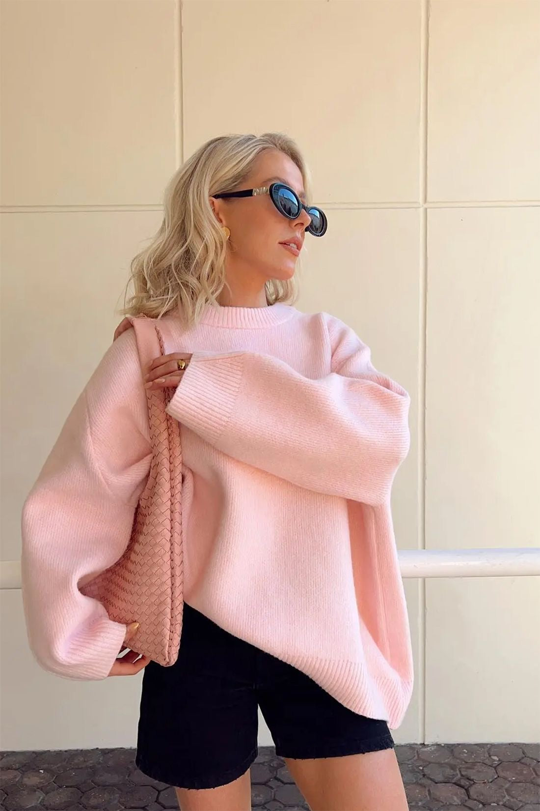Grote trui | Roze | Warm | Gebreide trui | Dameskleding-Boutique Moda