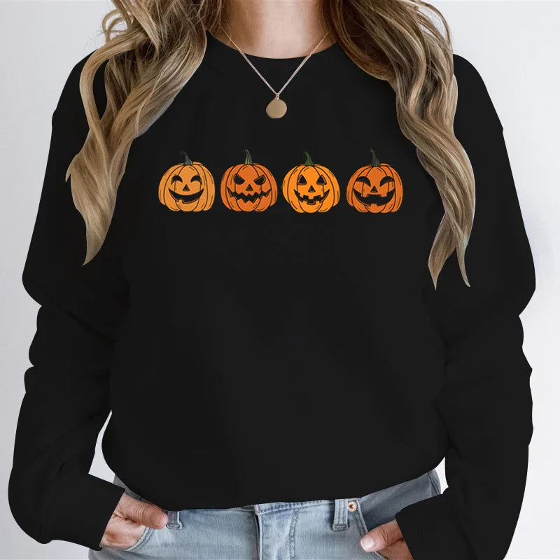 Halloween-trui - Zwart-witte pompoentrui voor dames-Boutique Moda
