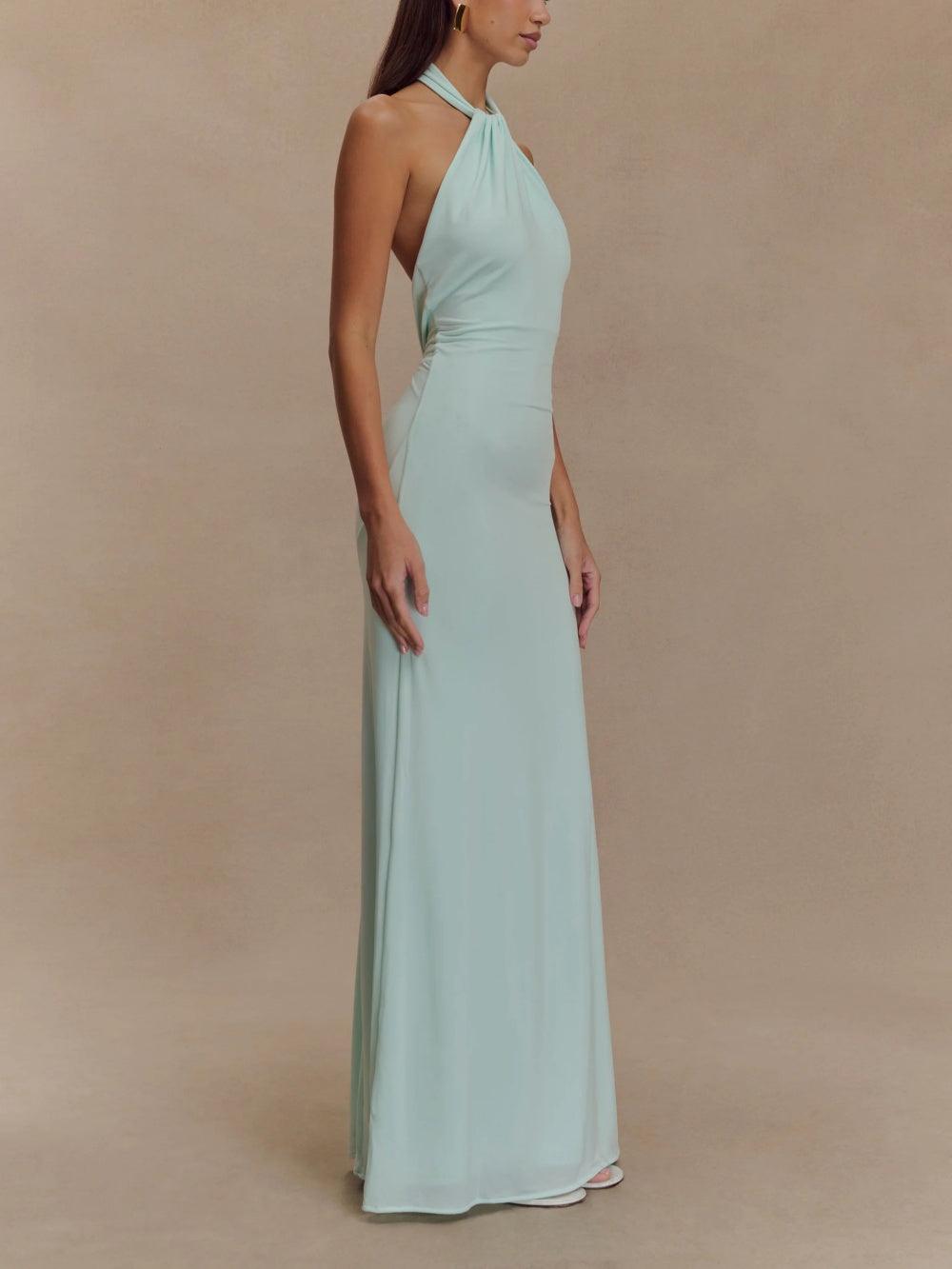 Halter Maxi-jurk Dames | Bodycon Galajurk met Open Rug-Boutique Moda