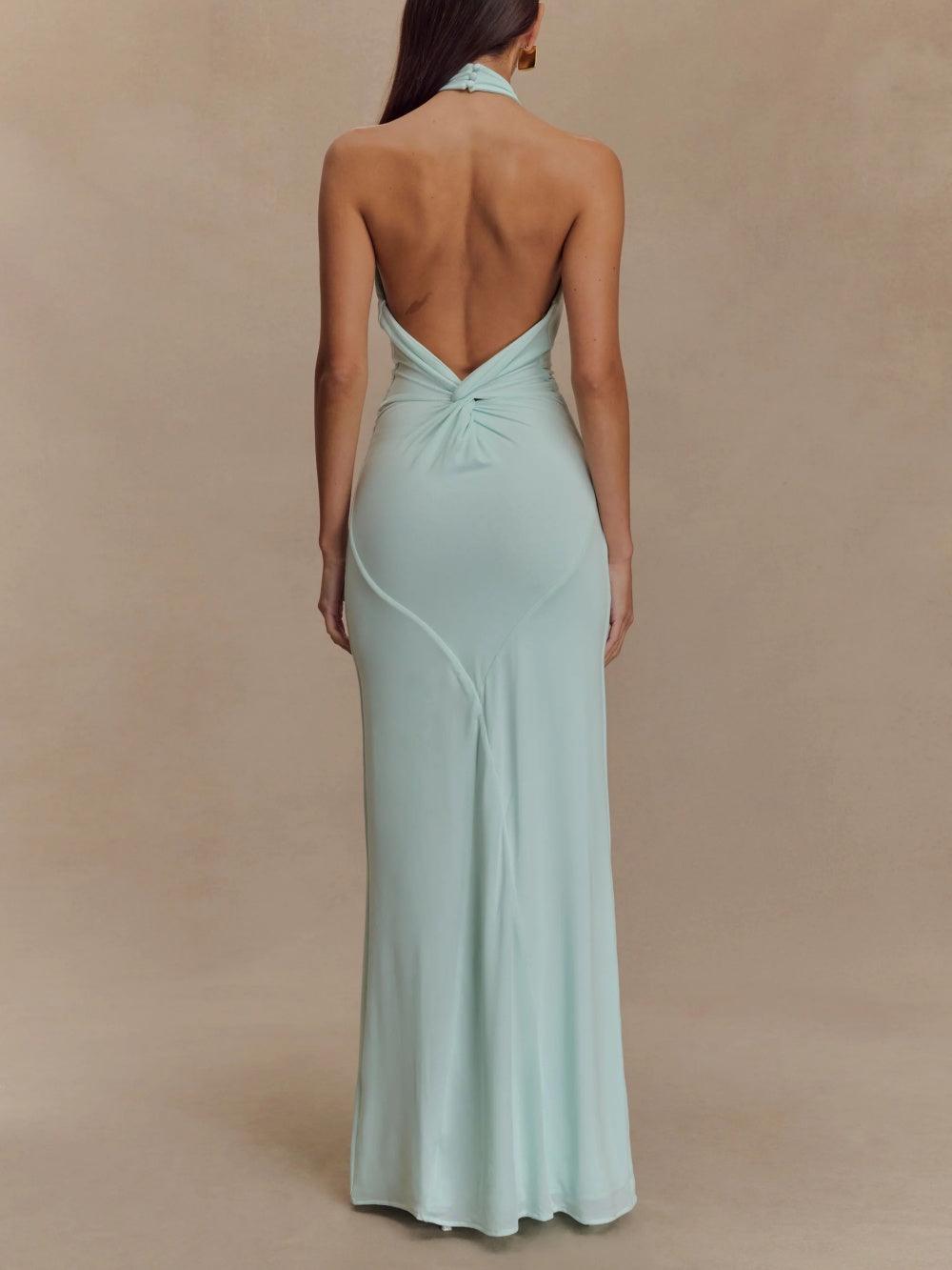 Halter Maxi-jurk Dames | Bodycon Galajurk met Open Rug-Boutique Moda