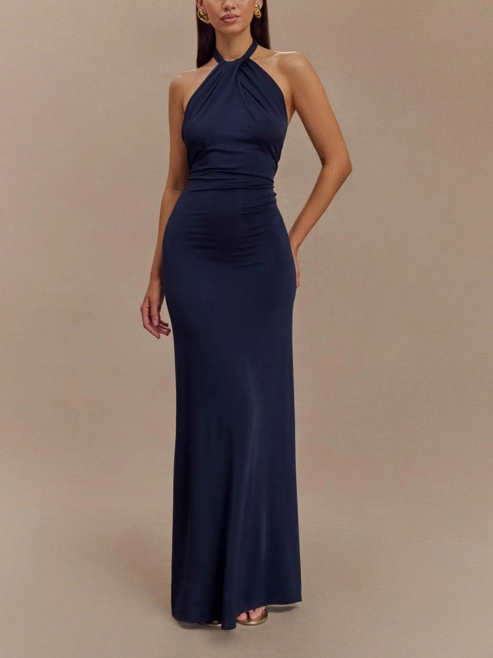 Halter Maxi-jurk Dames | Bodycon Galajurk met Open Rug-Boutique Moda