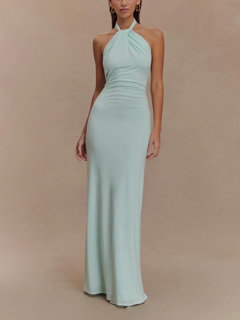 Halter Maxi-jurk Dames | Bodycon Galajurk met Open Rug-Boutique Moda