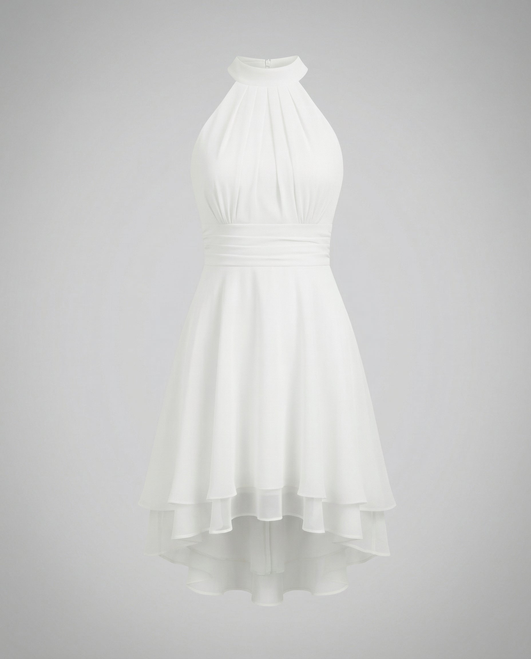 Halterjurk – soepel vallend – A-lijn – cocktailjurk – chiffonjurk-Boutique Moda