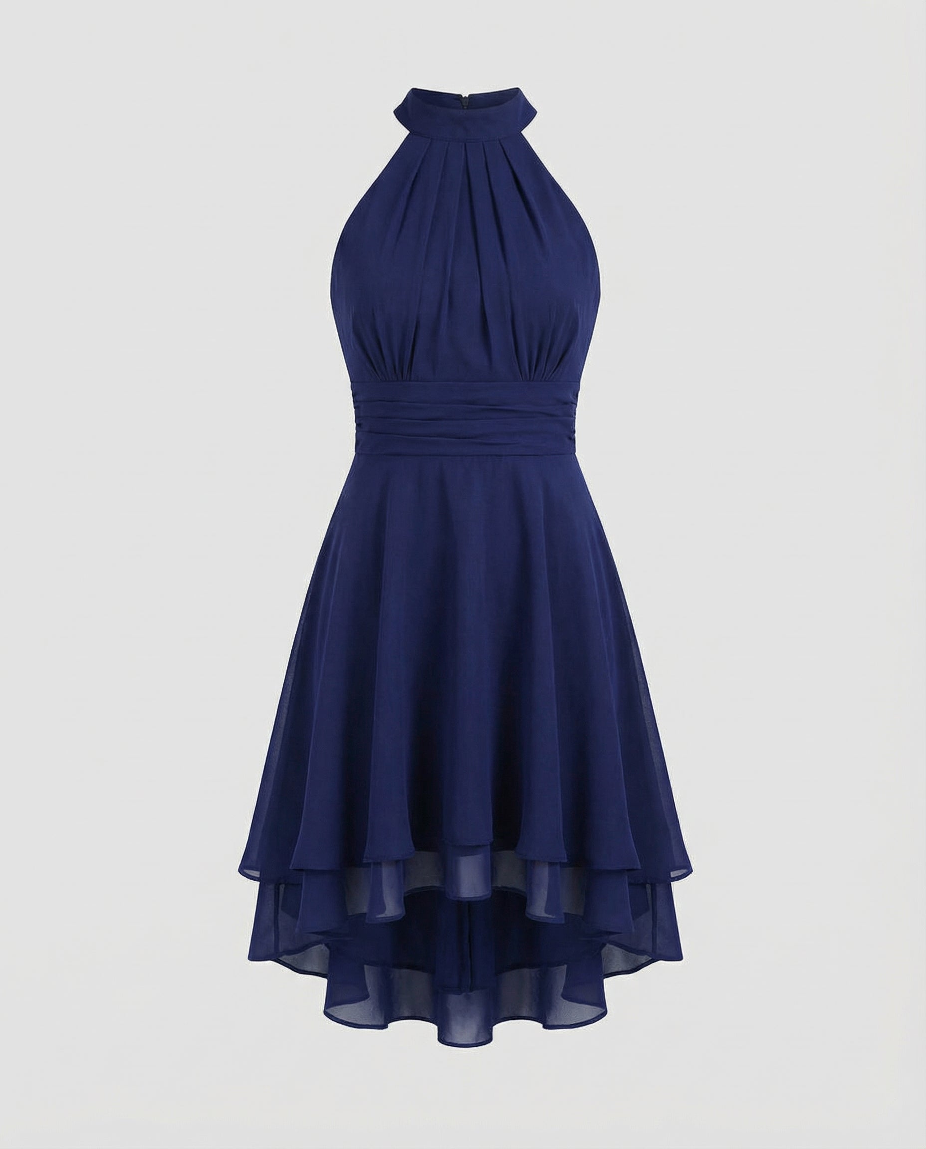 Halterjurk – soepel vallend – A-lijn – cocktailjurk – chiffonjurk-Boutique Moda