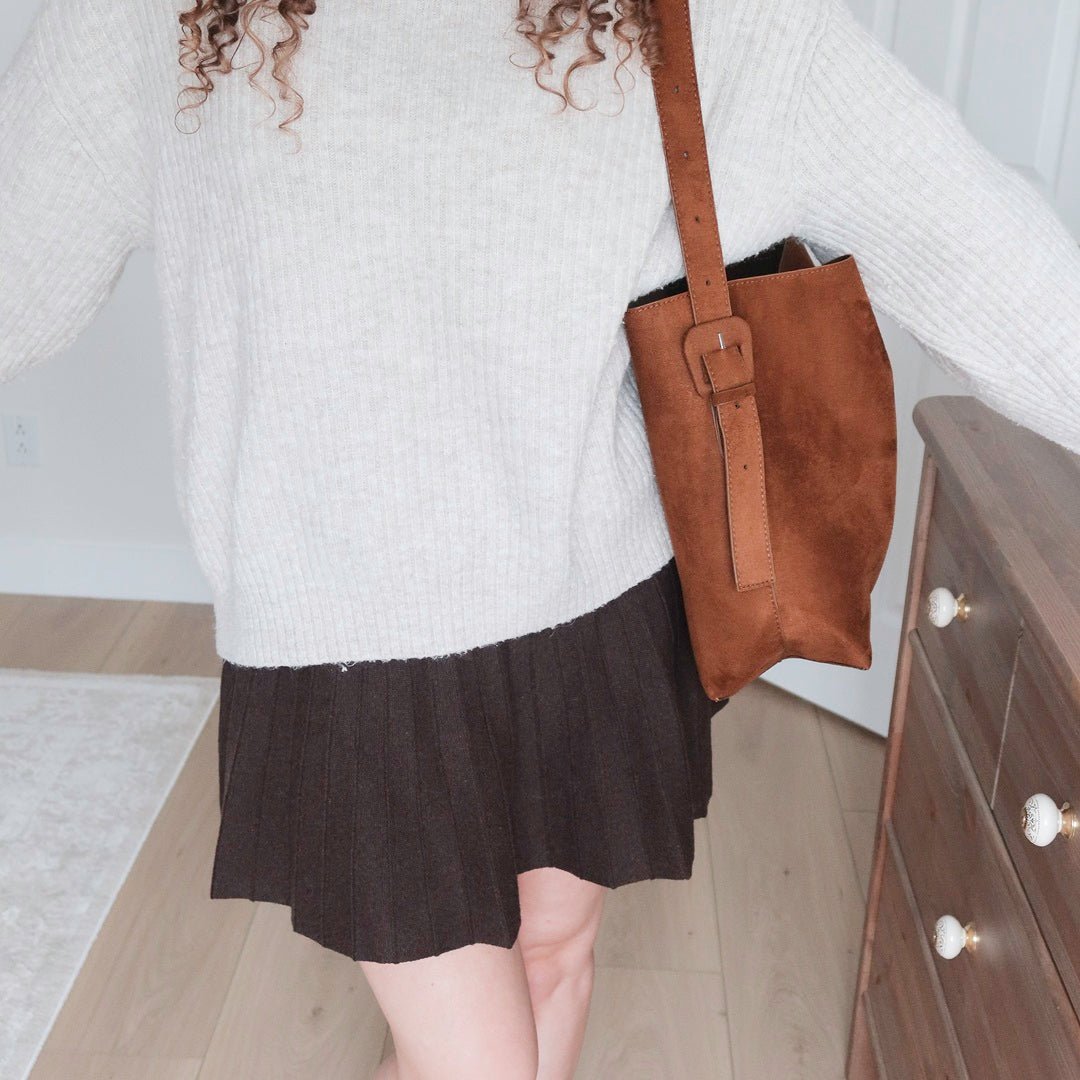 Handtas Dames | Vegan Suède | Grote Shopper Cognac-Boutique Moda