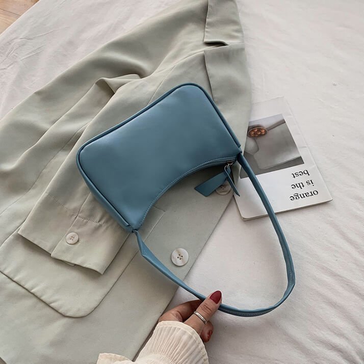 Handtasje Dames | Retro Baguette | Kunstleer Rits Pastel-Boutique Moda