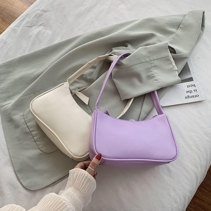 Handtasje Dames | Retro Baguette | Kunstleer Rits Pastel-Boutique Moda