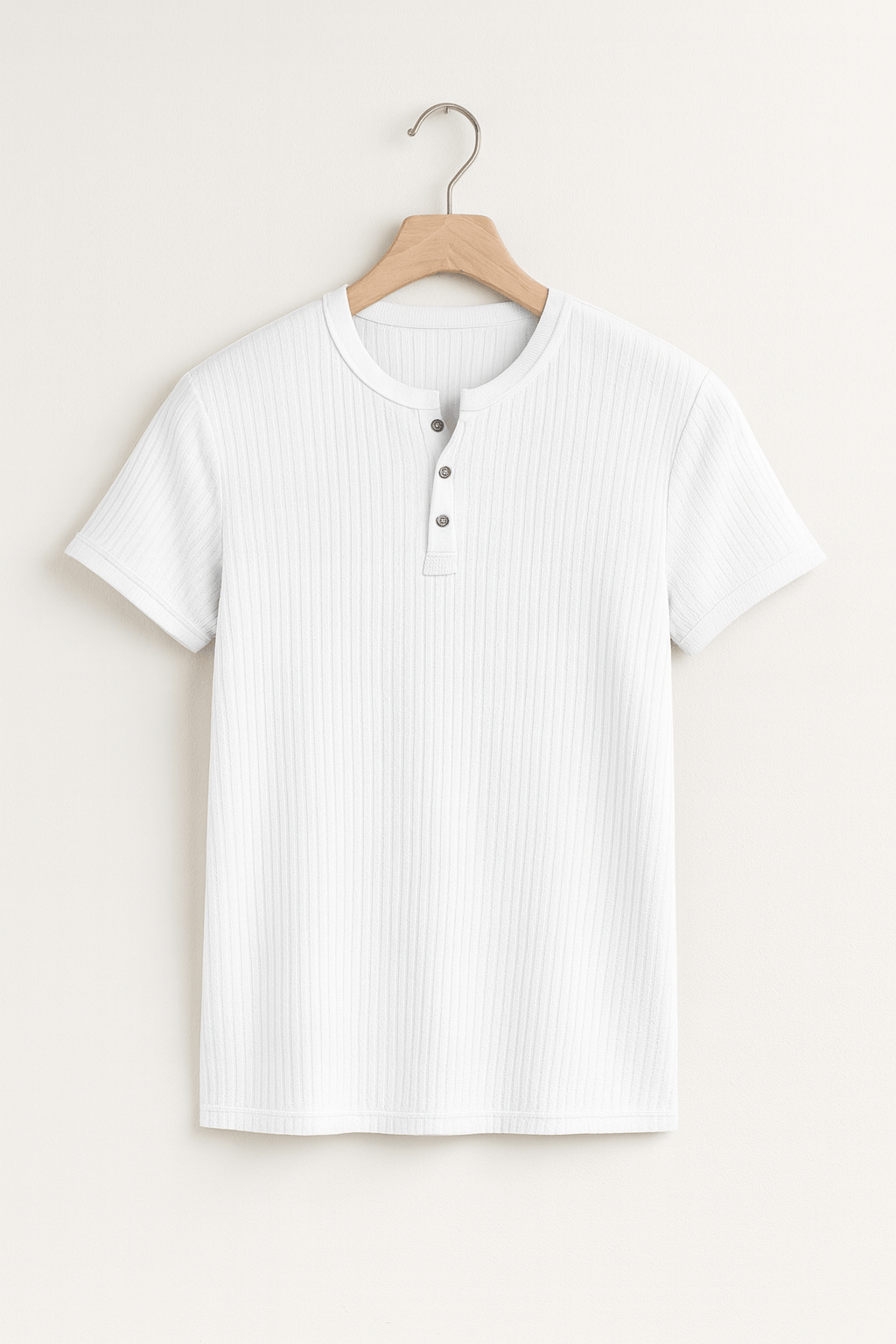 Henley-T-shirt | Geribbeld | Smal gesneden | Gebreid T-shirt | Herenhemd-Boutique Moda