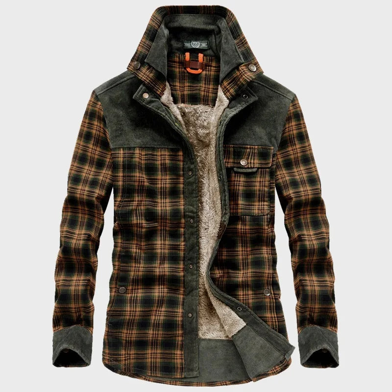 Herenjas - geruit - Button-Up - fleece gevoerde jas - overhemdjas-Boutique Moda