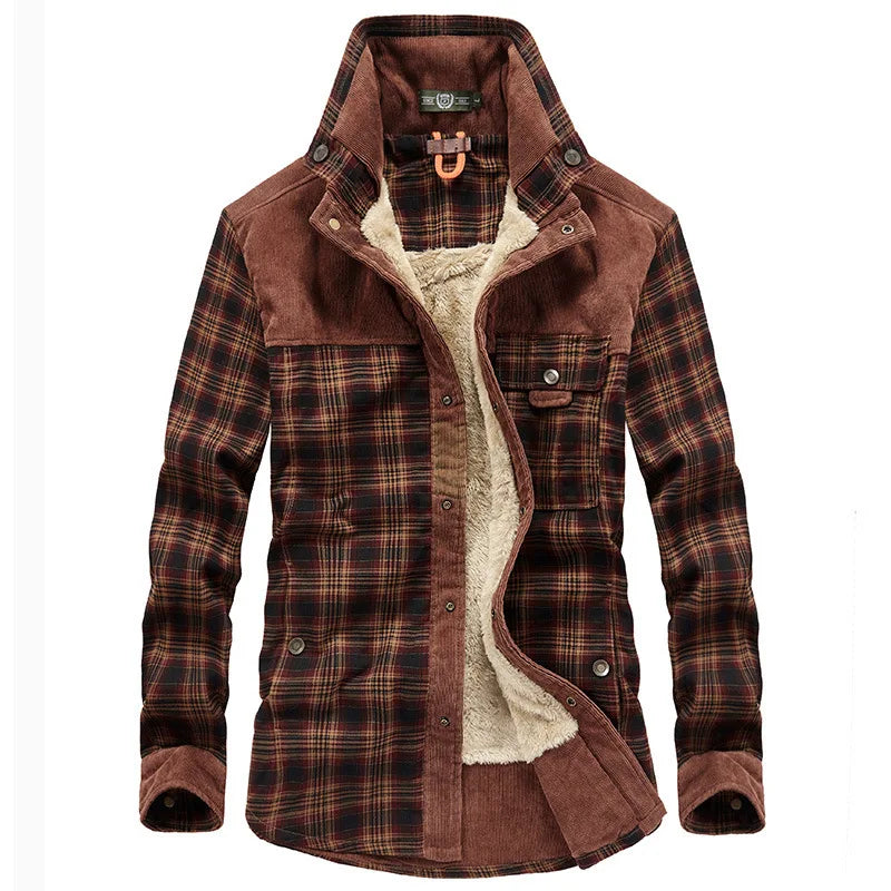 Herenjas - geruit - Button-Up - fleece gevoerde jas - overhemdjas-Boutique Moda