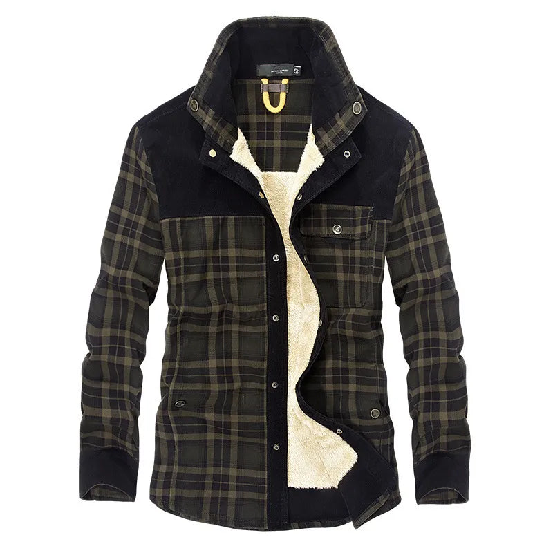 Herenjas - geruit - Button-Up - fleece gevoerde jas - overhemdjas-Boutique Moda