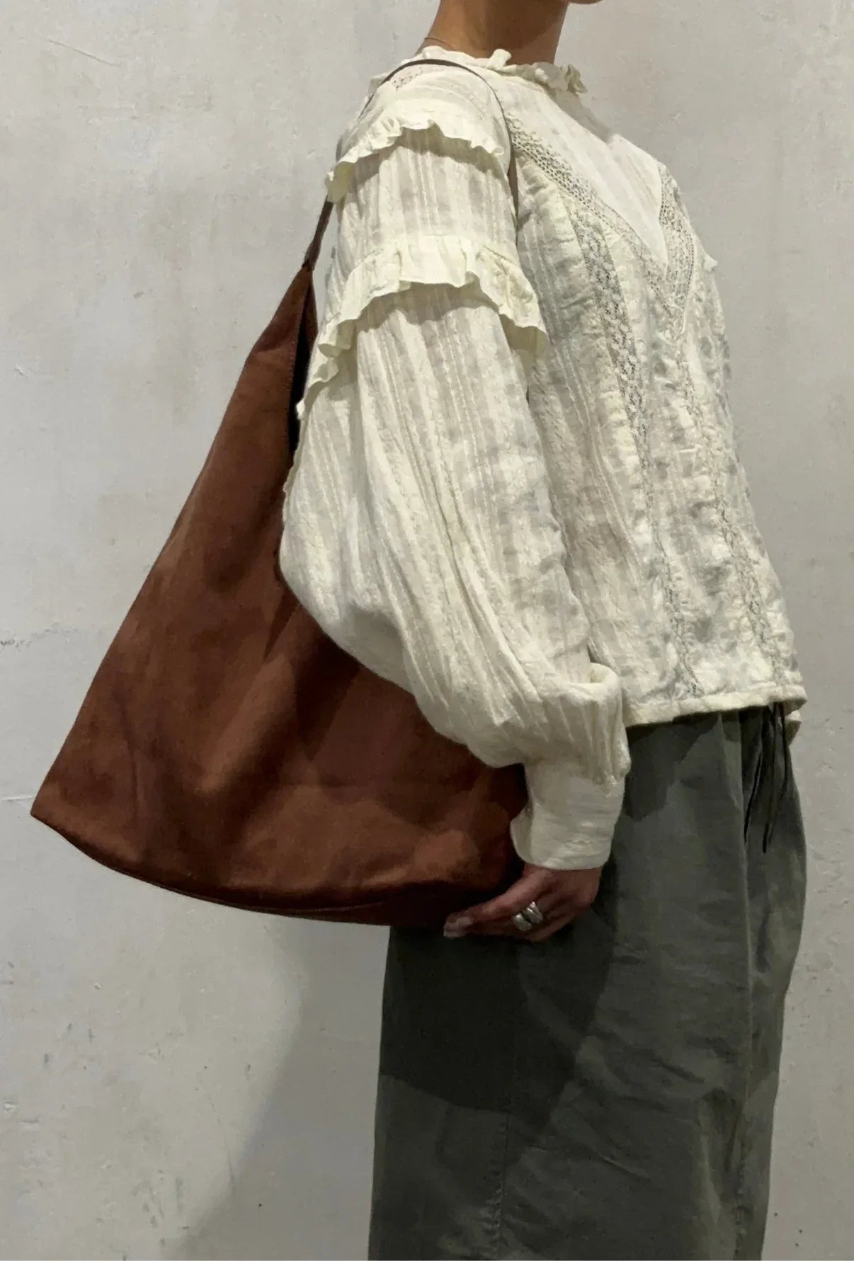 Hobo Tas Dames | Grote Suède-look Schoudertas | Shopper met Binnenvak-Boutique Moda