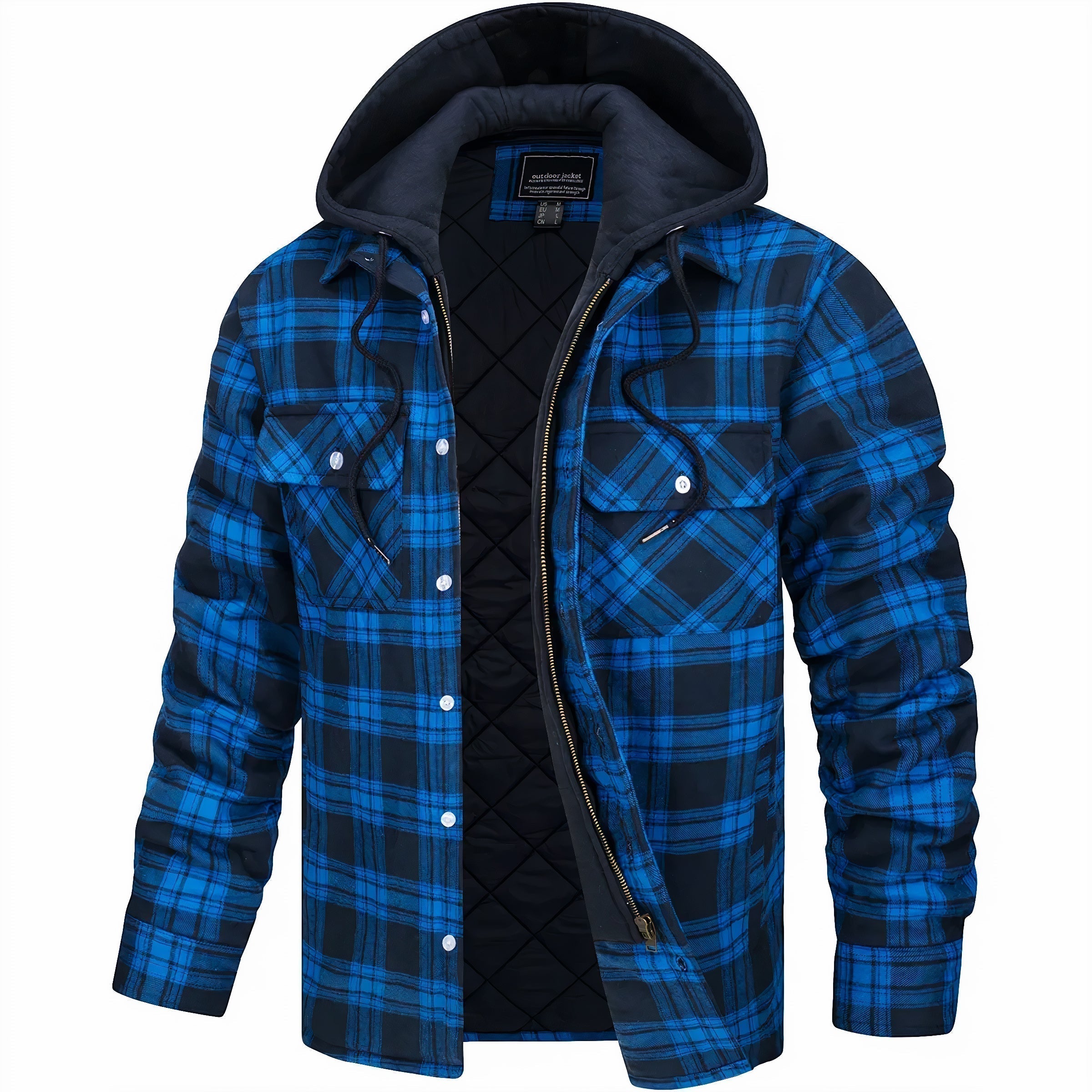 Hoodie Jas - Ruit - Gewatteerde Voering - Zip-Up Hoodie - Herenjas-Boutique Moda