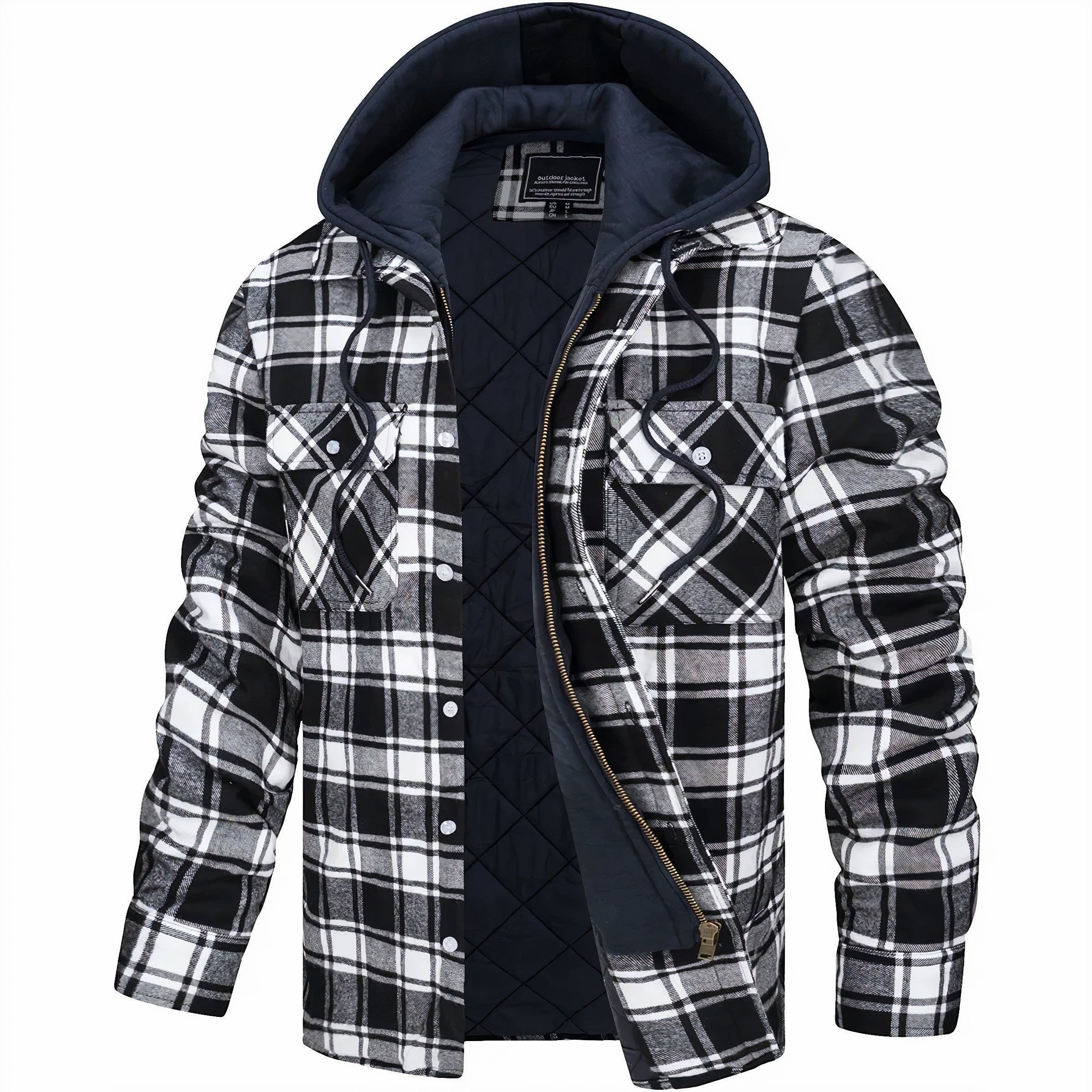 Hoodie Jas - Ruit - Gewatteerde Voering - Zip-Up Hoodie - Herenjas-Boutique Moda