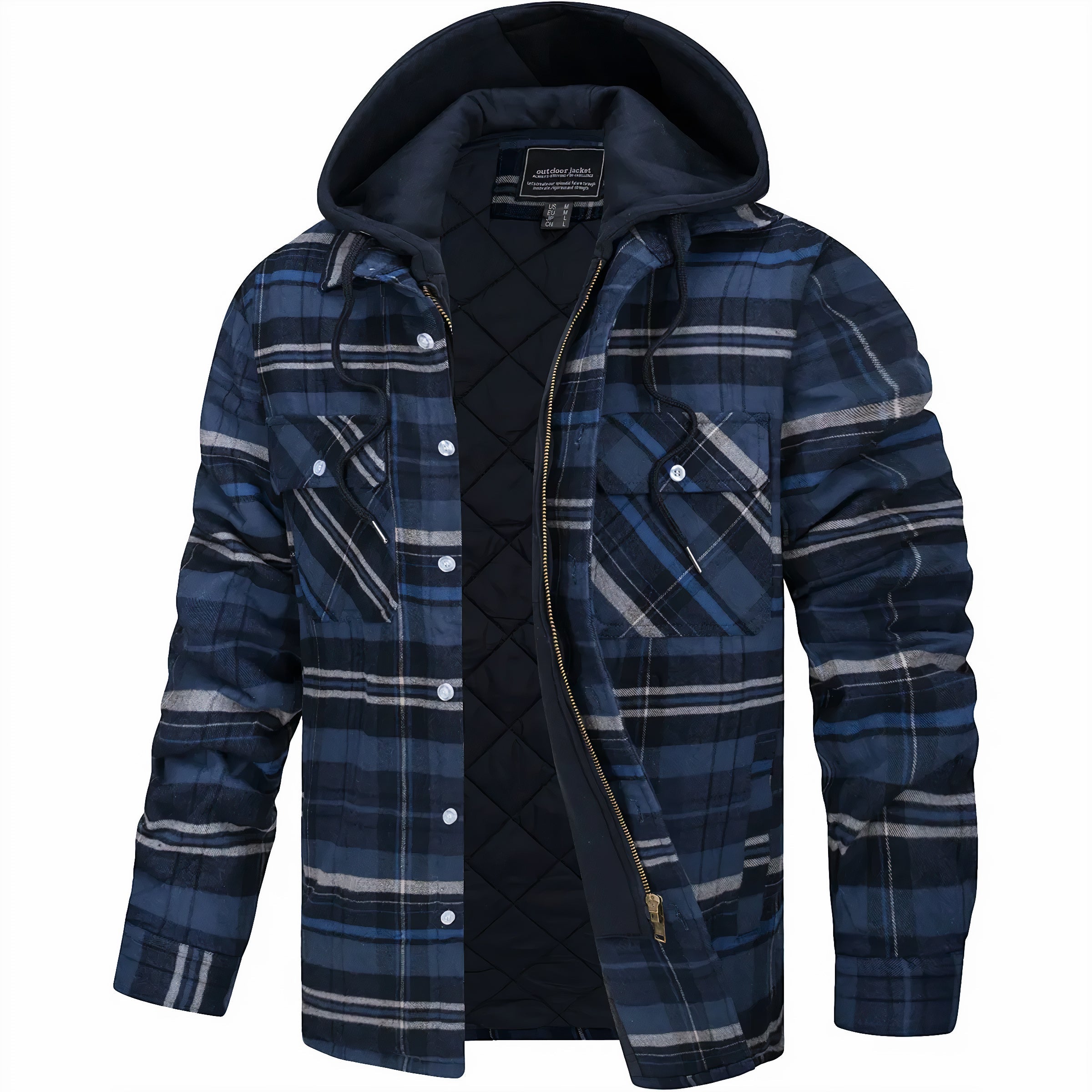 Hoodie Jas - Ruit - Gewatteerde Voering - Zip-Up Hoodie - Herenjas-Boutique Moda