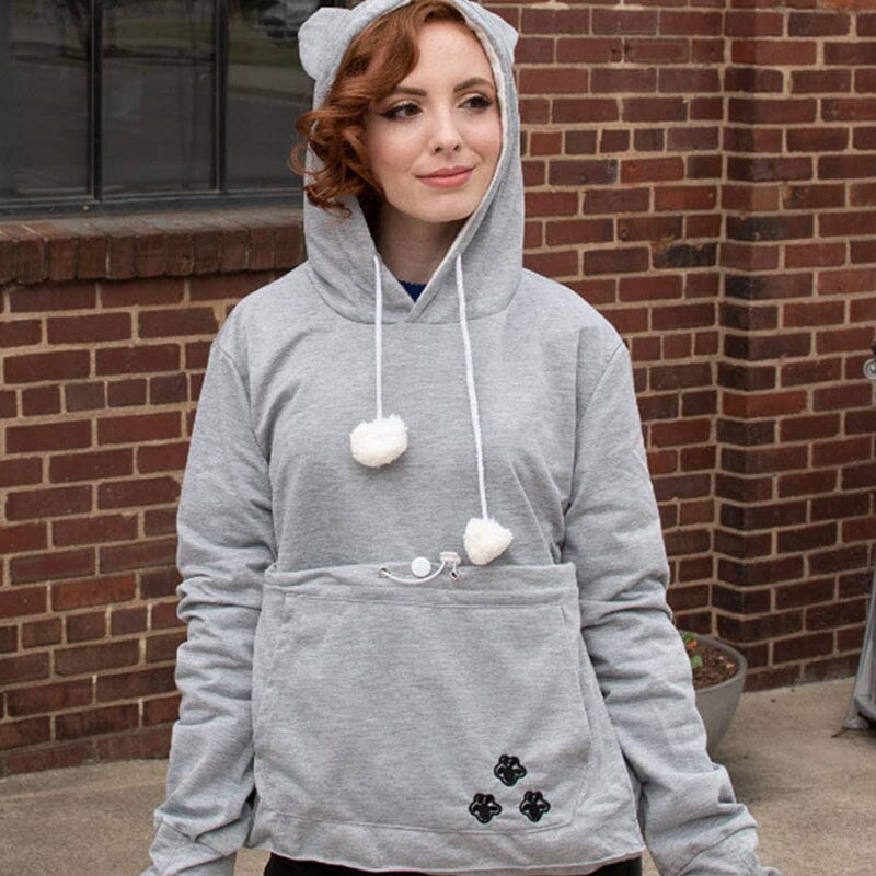 Hoodie met zak voor huisdieren | Lange mouwen | Draagtas voor huisdieren | Hoodie met kattenzak | Sweatshirt voor honden-Boutique Moda