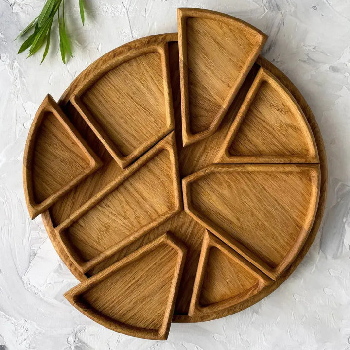 Houten Serveerbord - Rond Vakjes Snackbord-Boutique Moda