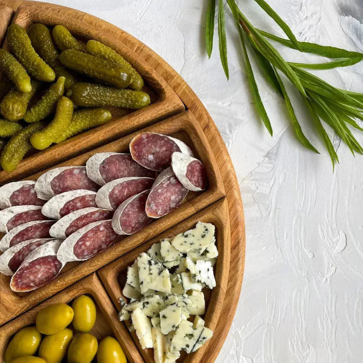 Houten Serveerbord - Rond Vakjes Snackbord-Boutique Moda
