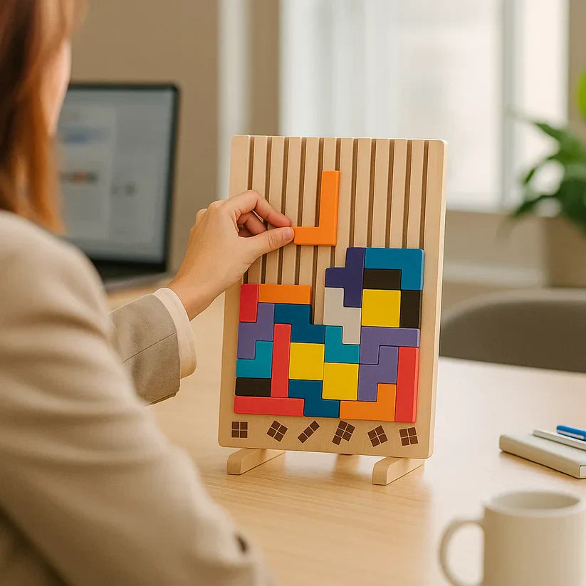 Houten Tetris Puzzelbord – Breinbreker Tetris Spel-Boutique Moda