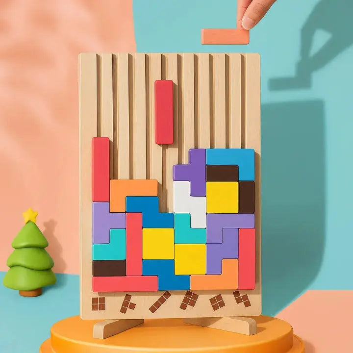 Houten Tetris Puzzelbord – Breinbreker Tetris Spel-Boutique Moda