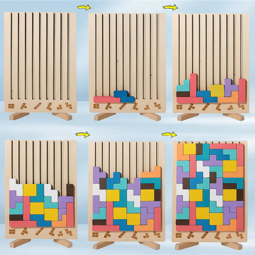 Houten Tetris Puzzelbord – Breinbreker Tetris Spel-Boutique Moda