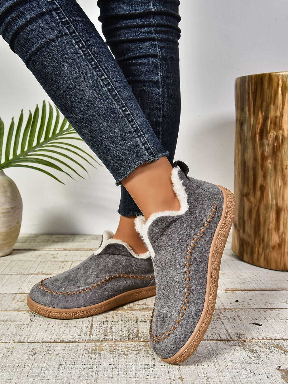 Huisschoenen - Warme, met bont gevoerde binnenschoenen voor dames-Boutique Moda