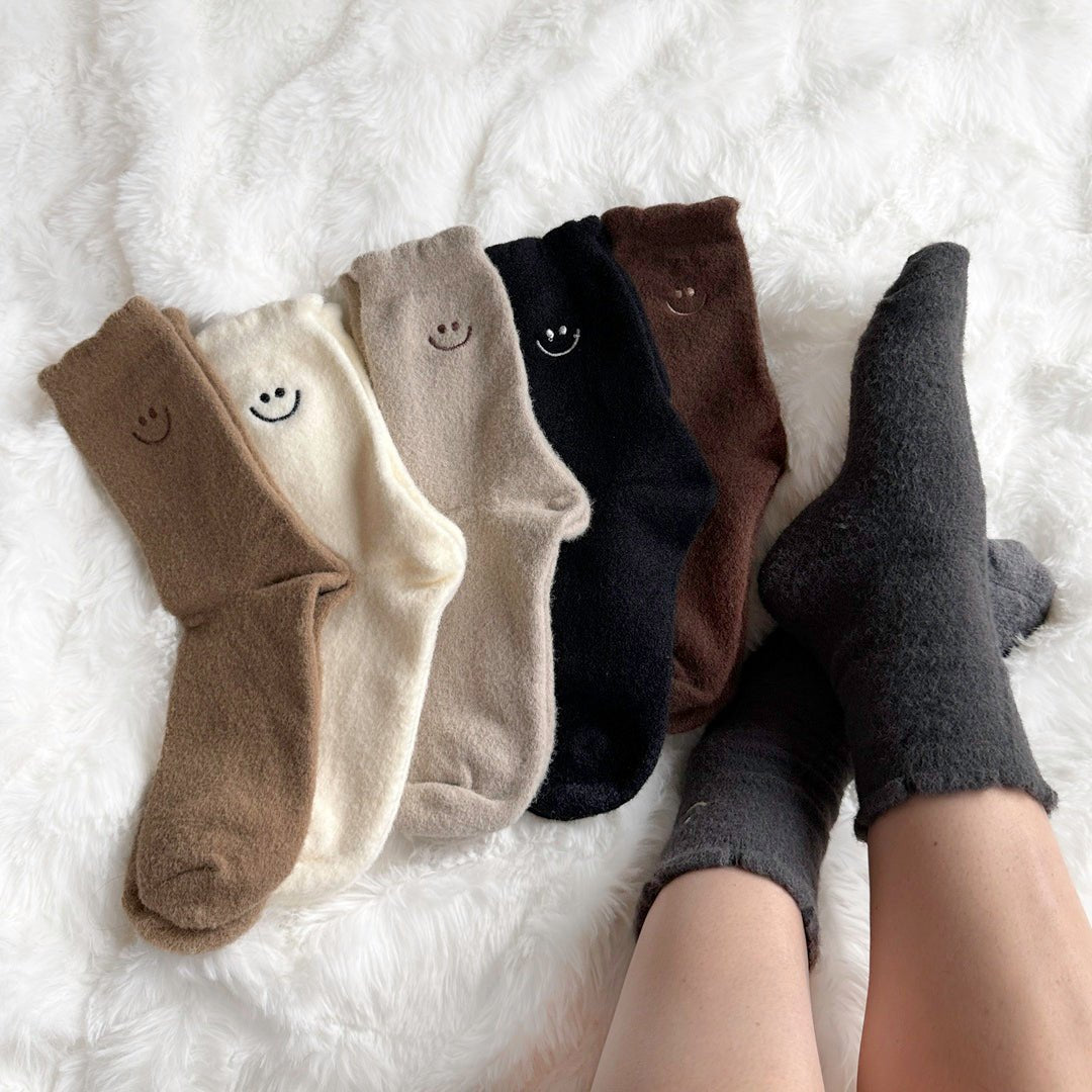 Huissokken Dames | Pluizig Smiley | 6 Paar per Set-Boutique Moda
