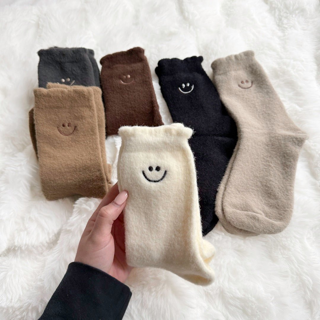 Huissokken Dames | Pluizig Smiley | 6 Paar per Set-Boutique Moda