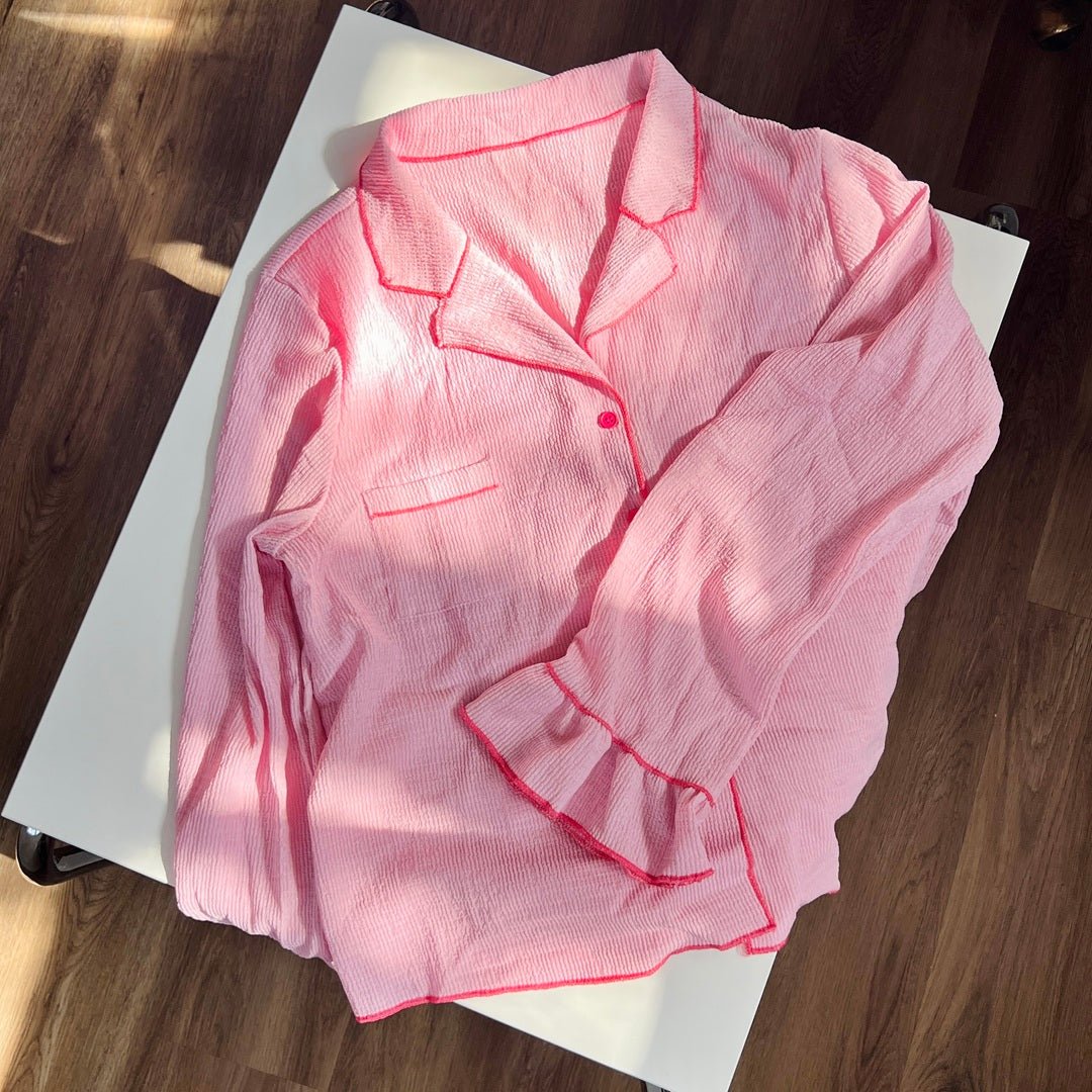 Roze pyjamaset met ruches 2