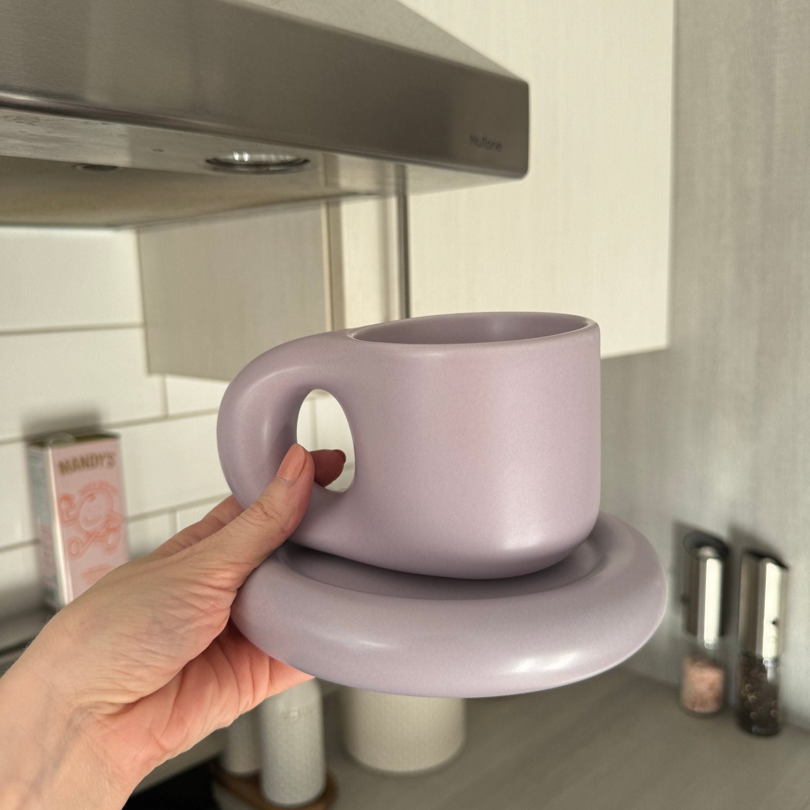 Koffiekopje met Schotel | Keramiek Handgemaakt | 300 ml Pastel-Boutique Moda