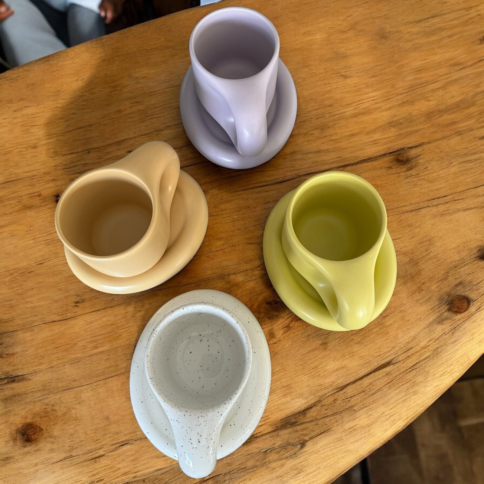 Koffiekopje met Schotel | Keramiek Handgemaakt | 300 ml Pastel-Boutique Moda
