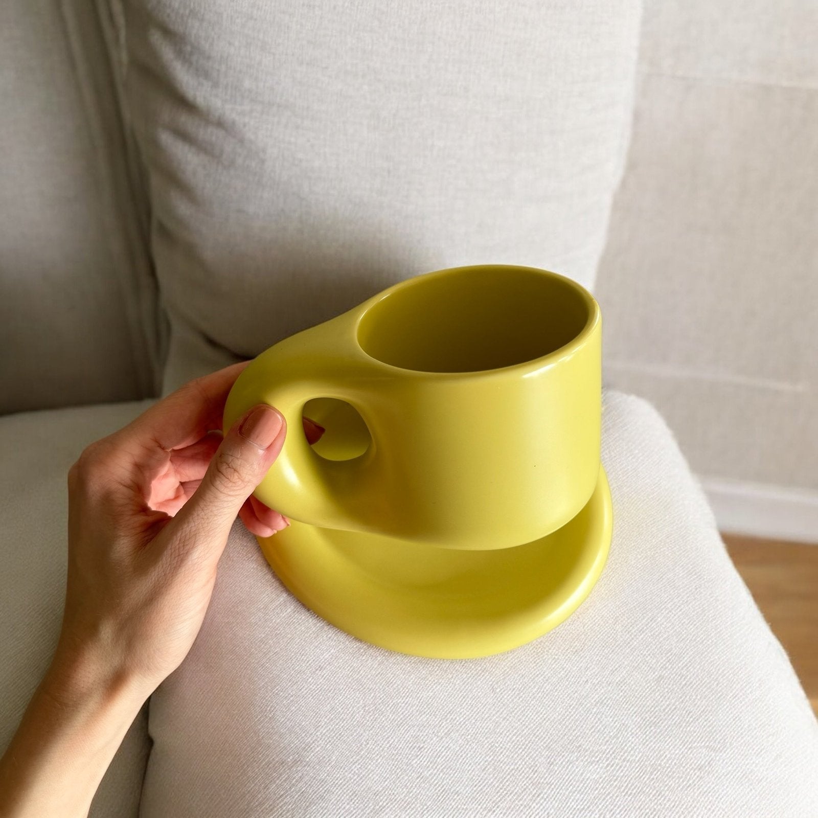Koffiekopje met Schotel | Keramiek Handgemaakt | 300 ml Pastel-Boutique Moda